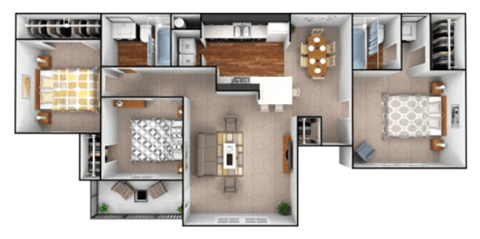 a floor plan of a house with a bedroom and a living room